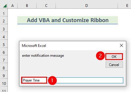 Created Mesage Box to Create Notifications or Reminders in Excel